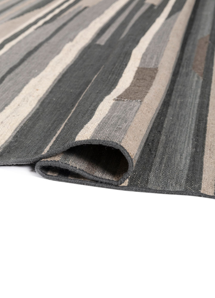 indusbar blue wool flat weaves Rug - FloorShot