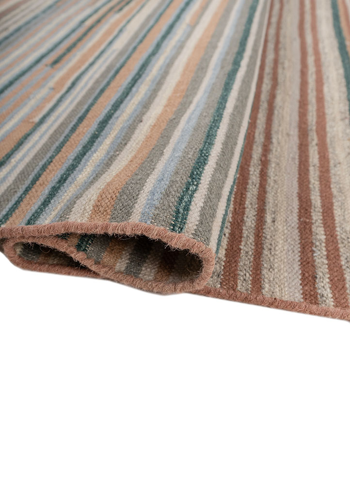 indusbar red and orange wool flat weaves Rug - FloorShot