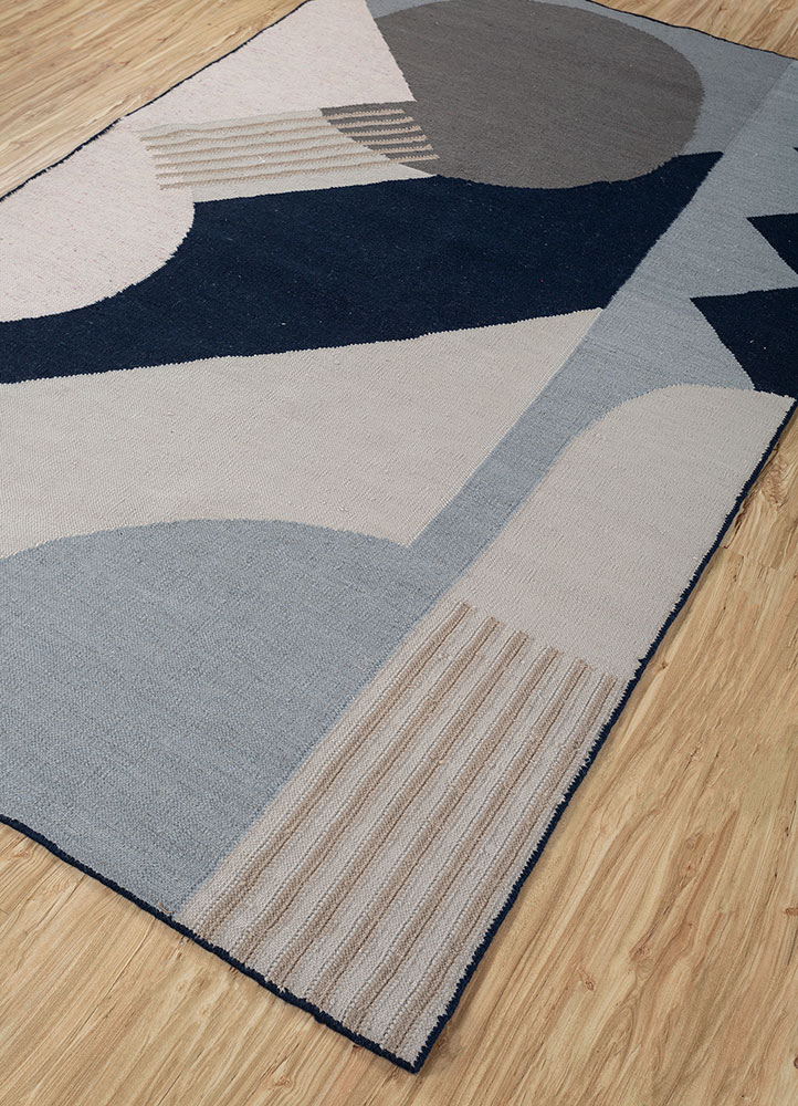 checkers grey and black wool flat weaves Rug - FloorShot