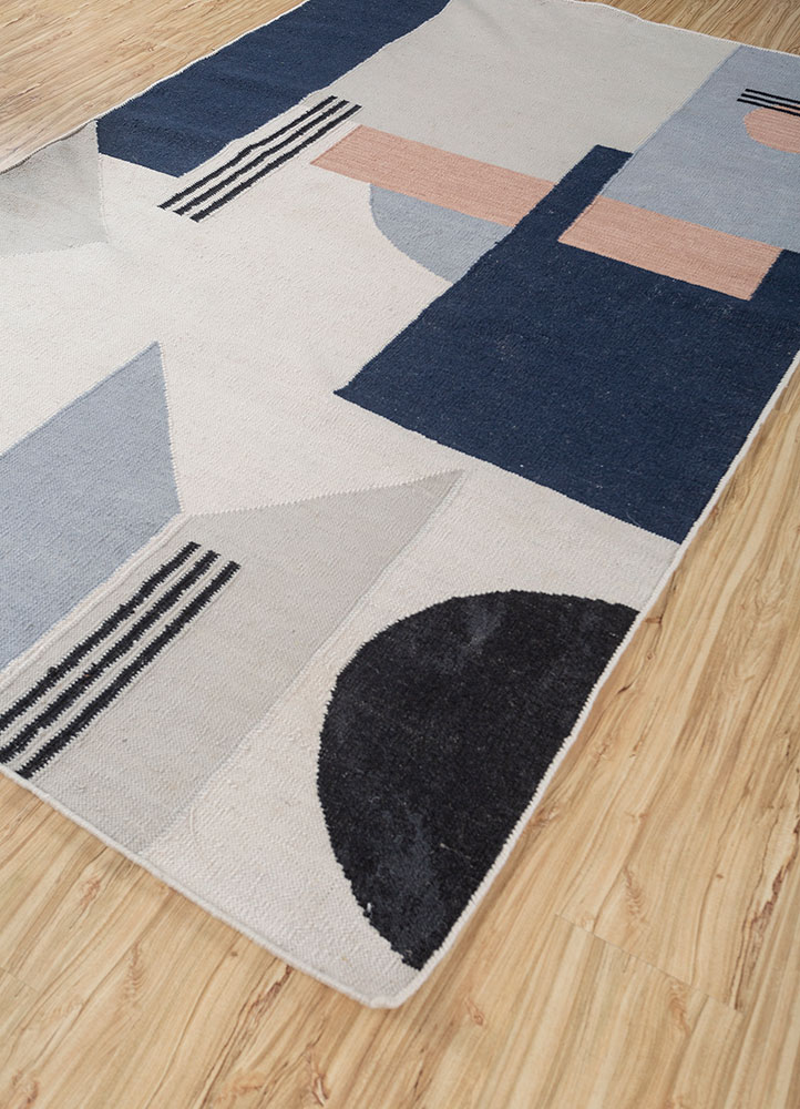 checkers ivory wool flat weaves Rug - FloorShot
