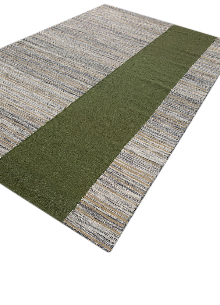 indusbar blue wool flat weaves Rug - FloorShot