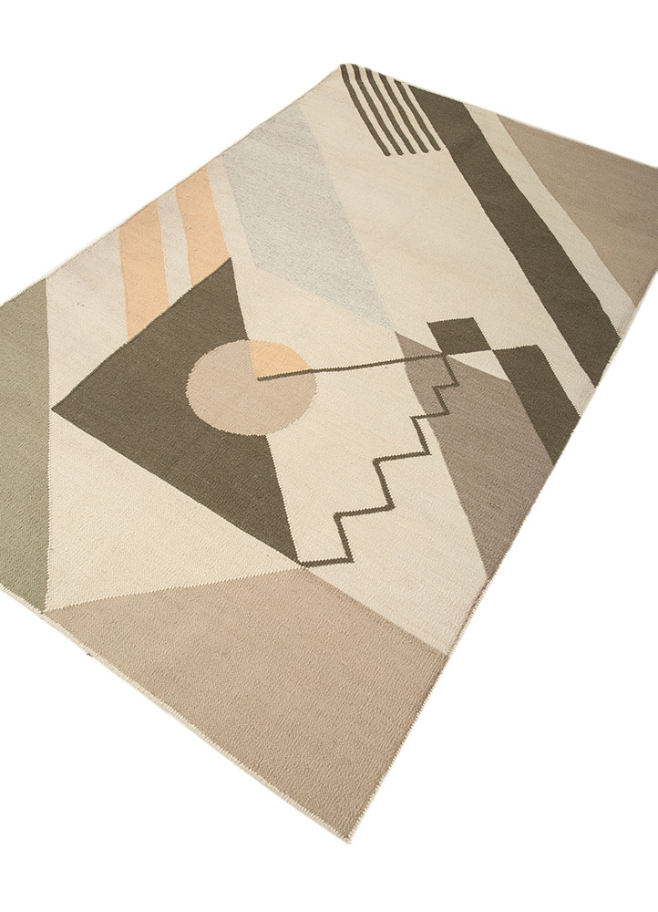 checkers ivory wool flat weaves Rug - FloorShot