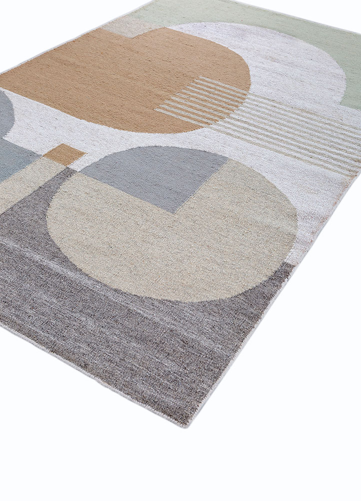 checkers green wool flat weaves Rug - FloorShot