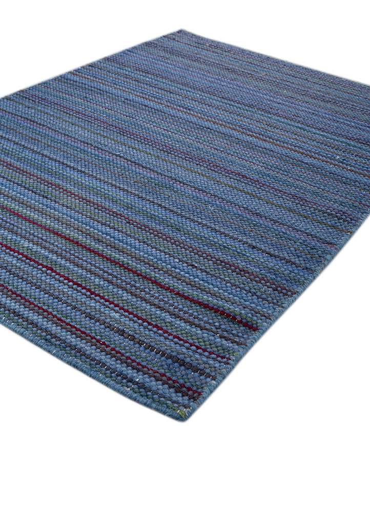 abrash blue wool flat weaves Rug - FloorShot