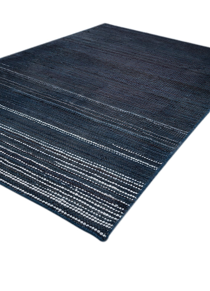 abrash blue wool flat weaves Rug - FloorShot