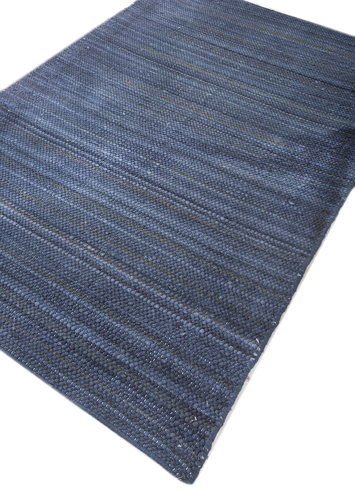 abrash blue wool flat weaves Rug - FloorShot