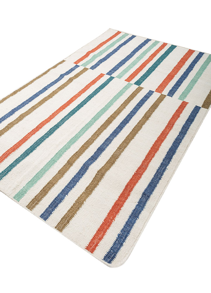 checkers ivory wool flat weaves Rug - FloorShot