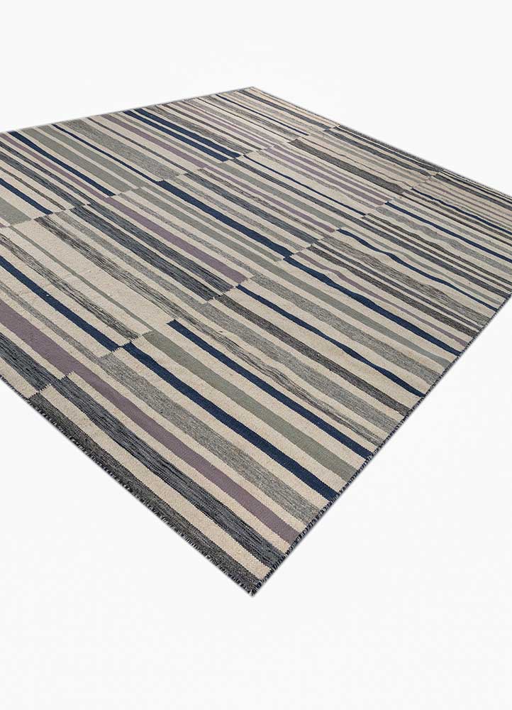 indusbar grey and black wool flat weaves Rug - FloorShot
