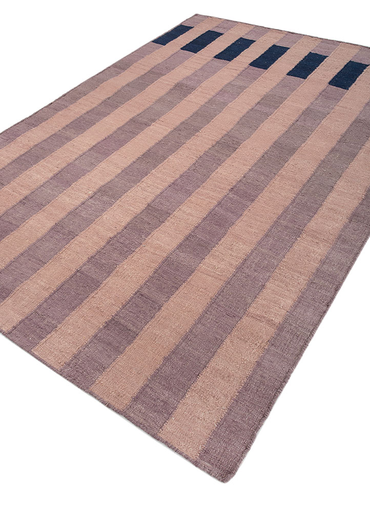 checkers pink and purple wool flat weaves Rug - FloorShot