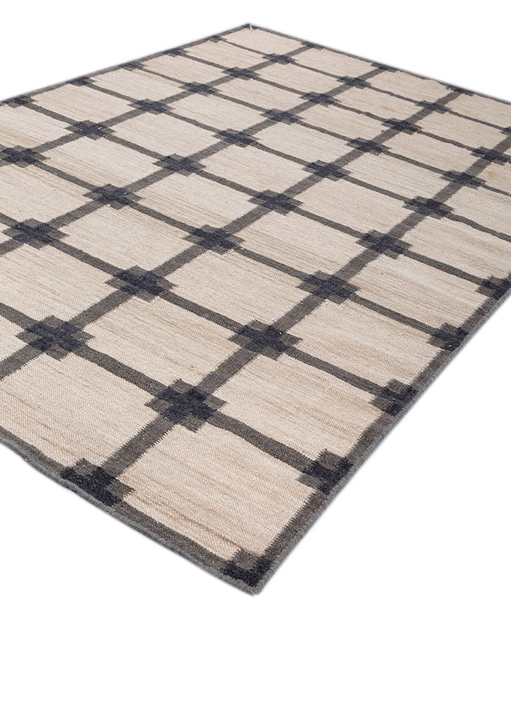 alhambra beige and brown wool flat weaves Rug - FloorShot