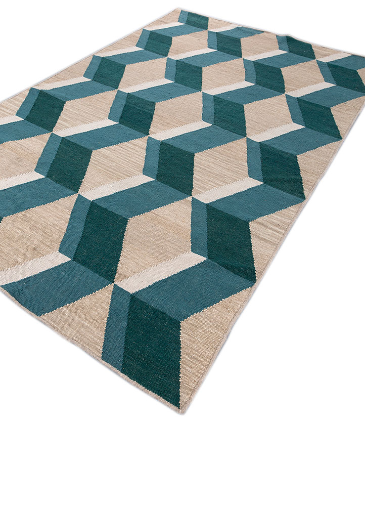 alhambra beige and brown wool flat weaves Rug - FloorShot