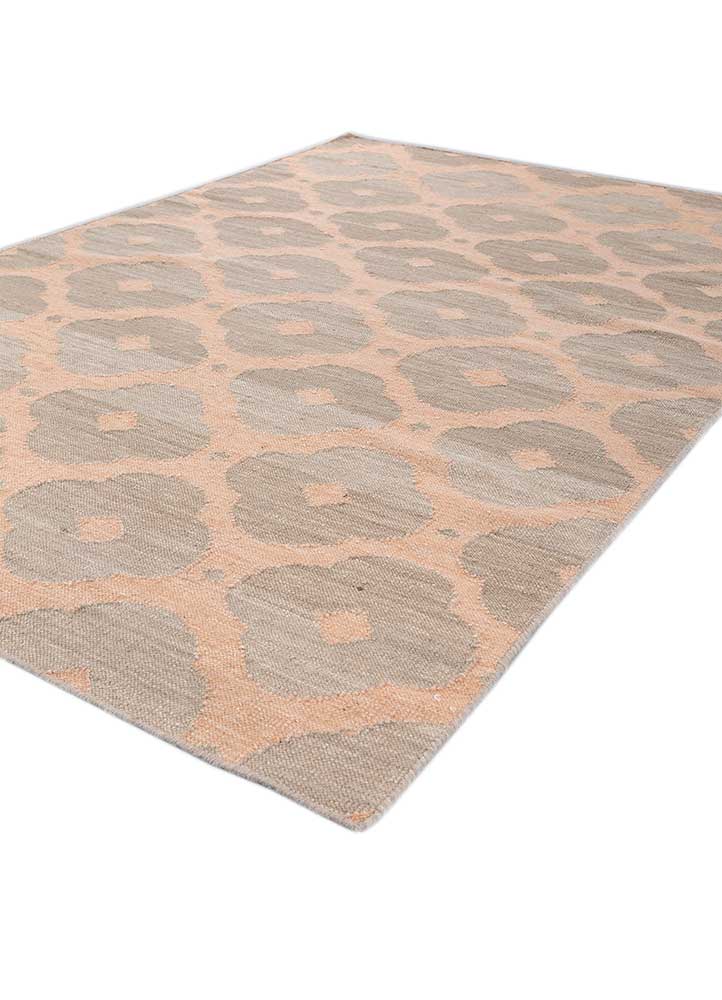 alhambra beige and brown wool flat weaves Rug - FloorShot