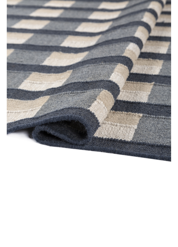 alhambra blue wool flat weaves Rug - FloorShot