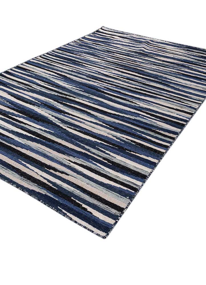 indusbar grey and black wool flat weaves Rug - FloorShot
