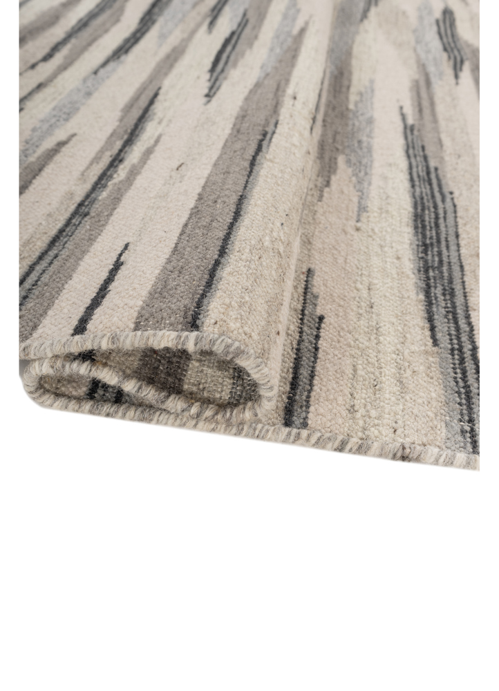 indusbar grey and black wool flat weaves Rug - FloorShot