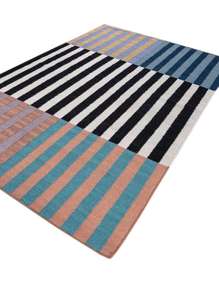 checkers ivory wool flat weaves Rug - FloorShot