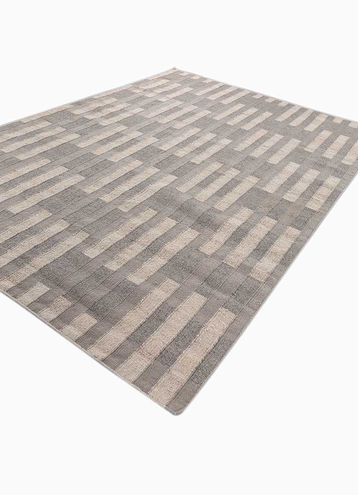 checkers ivory wool flat weaves Rug - FloorShot