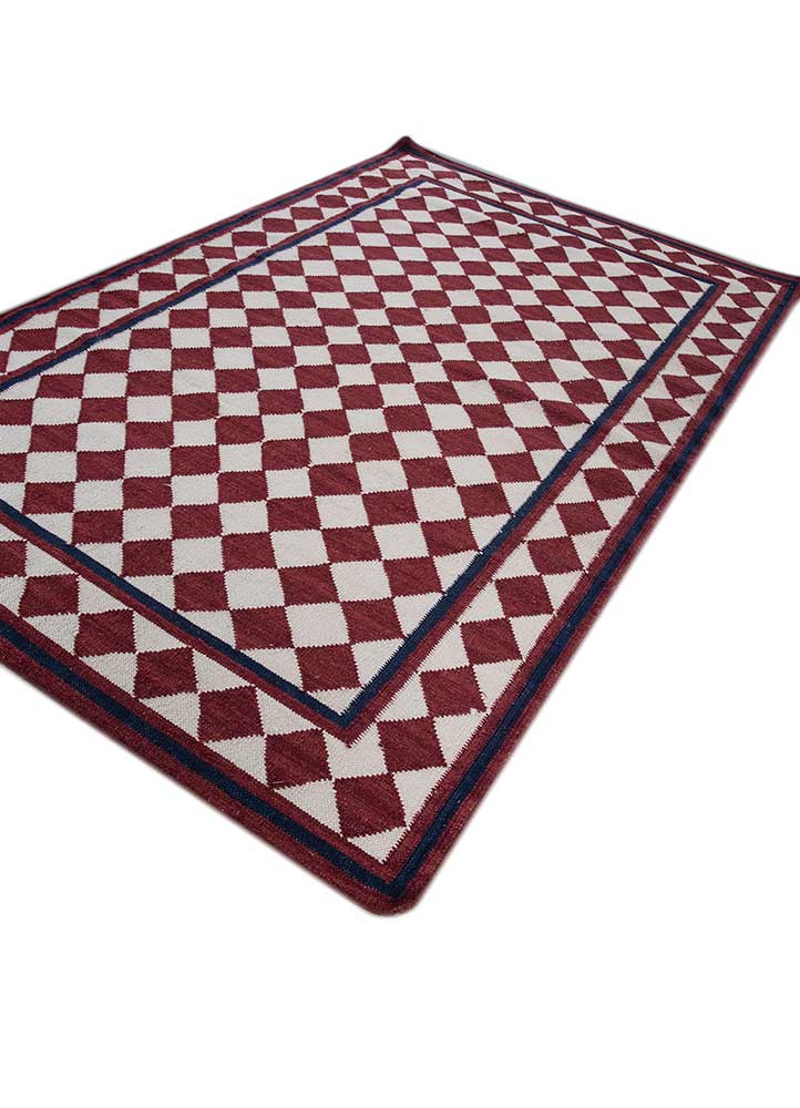 alhambra red and orange wool flat weaves Rug - FloorShot
