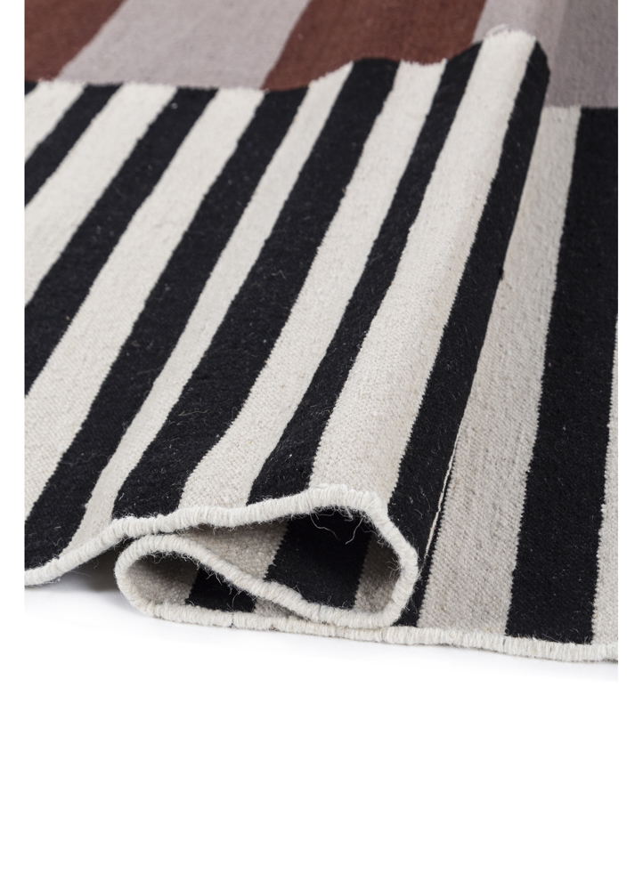 checkers red and orange wool flat weaves Rug - FloorShot