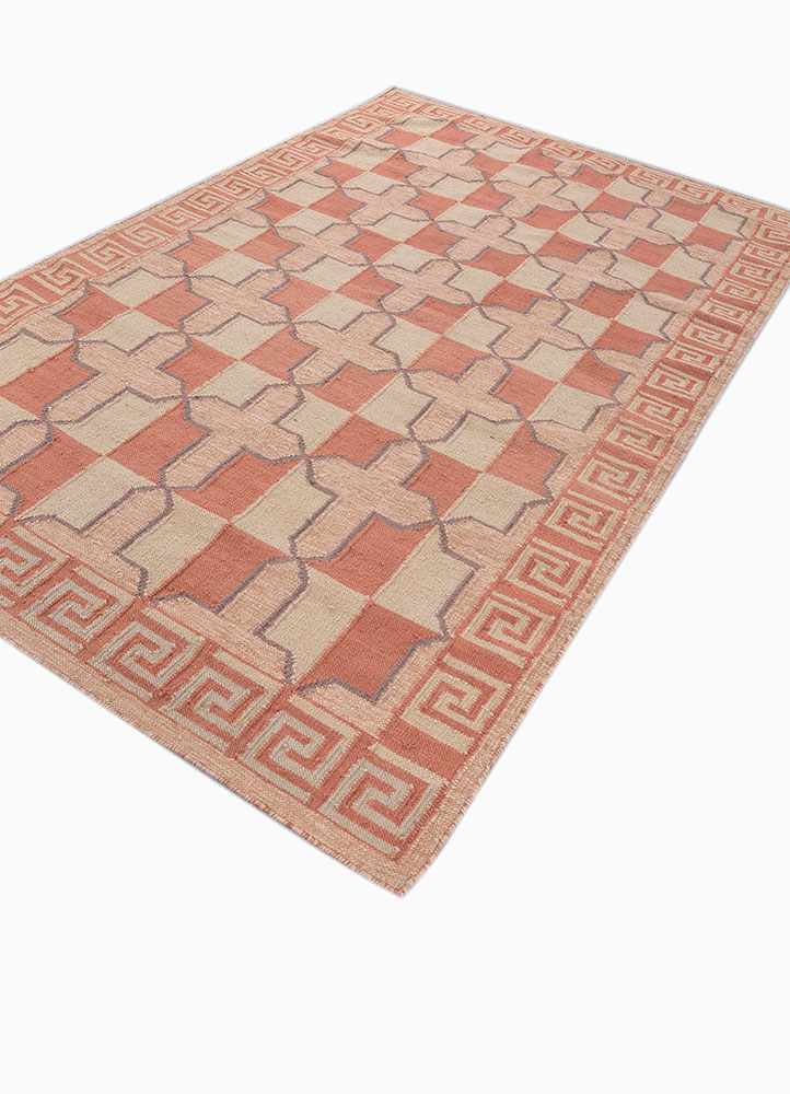 alhambra red and orange wool flat weaves Rug - FloorShot