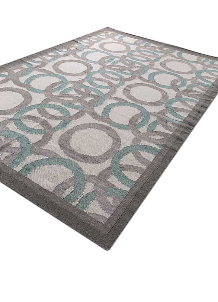 alhambra grey and black wool flat weaves Rug - FloorShot