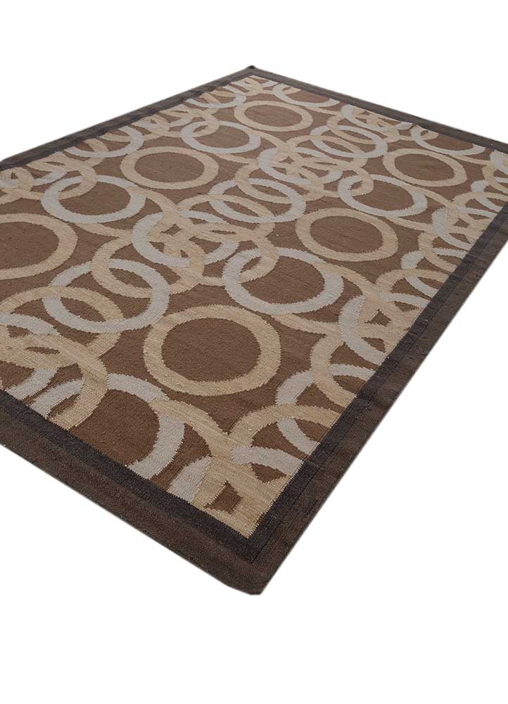 alhambra beige and brown wool flat weaves Rug - FloorShot