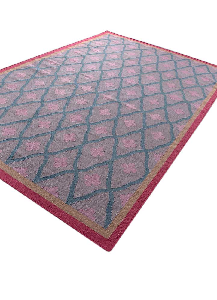 alhambra pink and purple wool flat weaves Rug - FloorShot