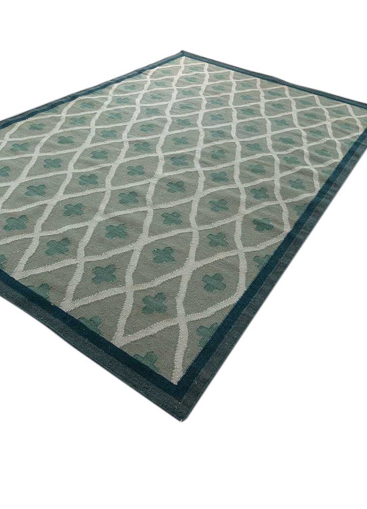 alhambra green wool flat weaves Rug - FloorShot