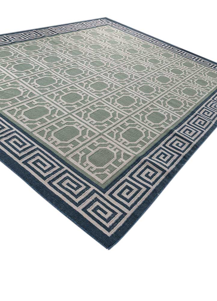 alhambra grey and black wool flat weaves Rug - FloorShot