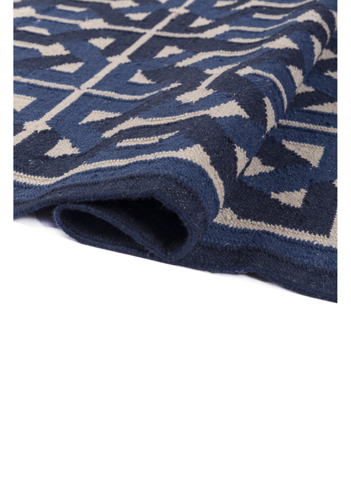 alhambra blue wool flat weaves Rug - FloorShot