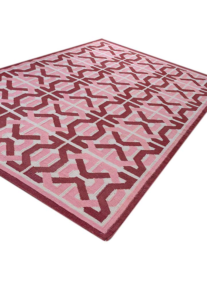 alhambra red and orange wool flat weaves Rug - FloorShot