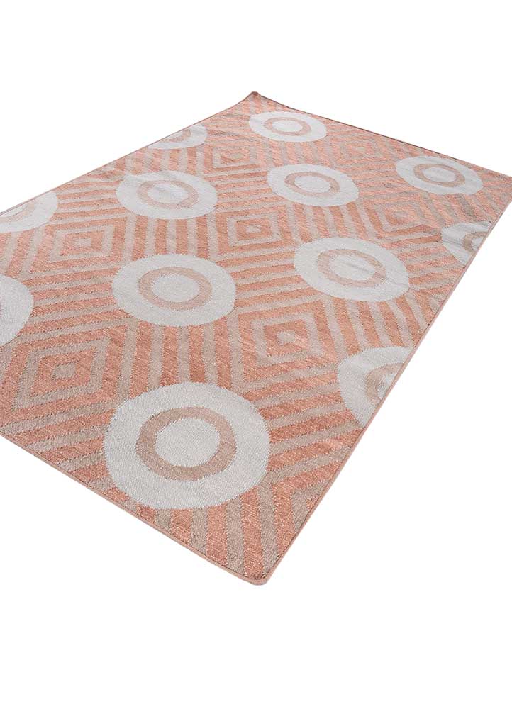 checkers red and orange wool flat weaves Rug - FloorShot