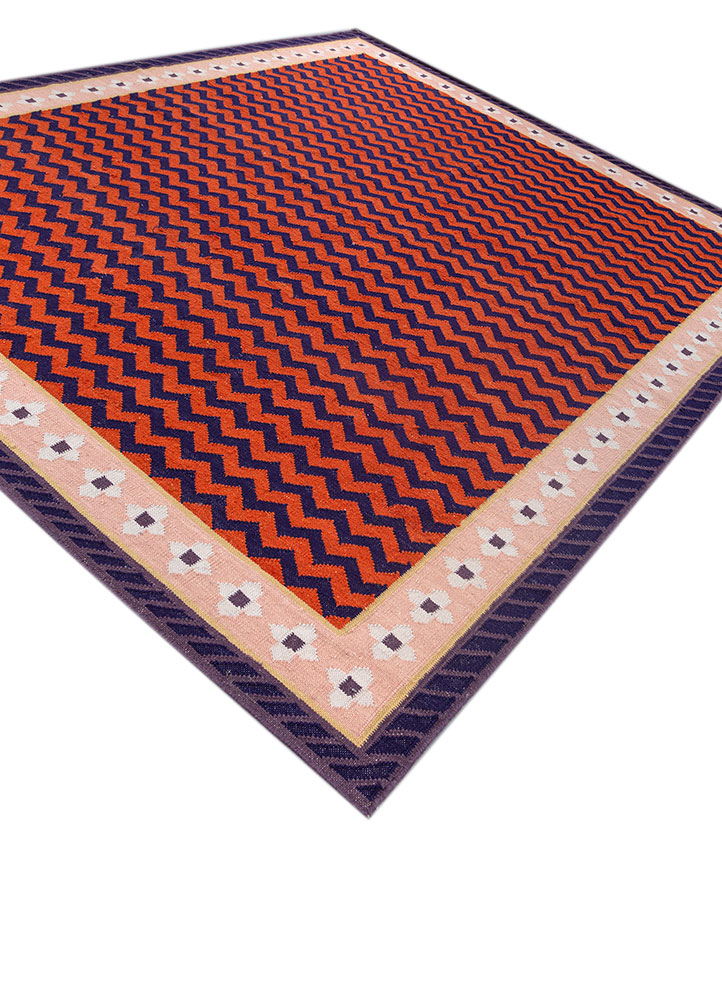 alhambra pink and purple wool flat weaves Rug - FloorShot