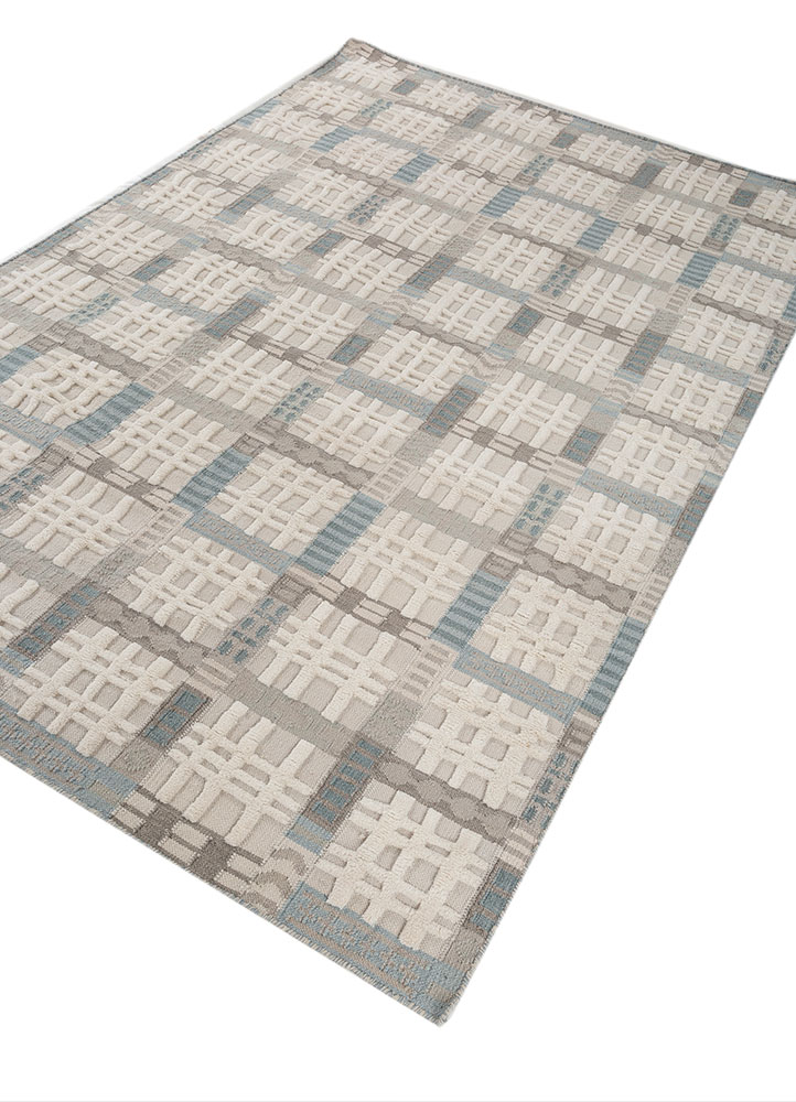 checkers grey and black wool flat weaves Rug - FloorShot