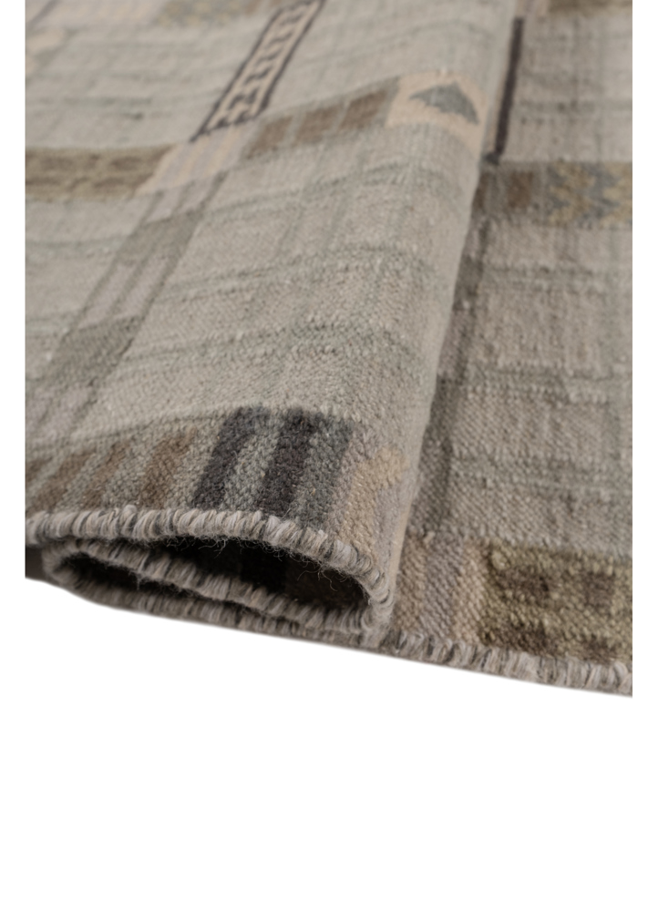 checkers blue wool flat weaves Rug - FloorShot