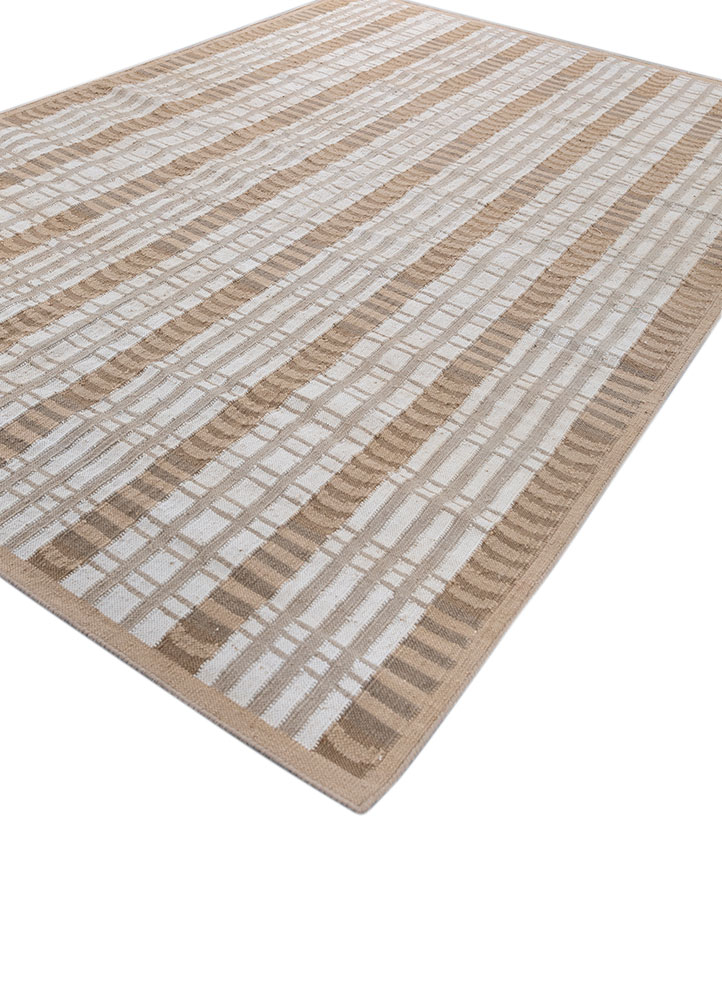 checkers ivory wool flat weaves Rug - FloorShot