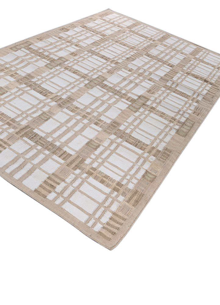 checkers ivory wool flat weaves Rug - FloorShot