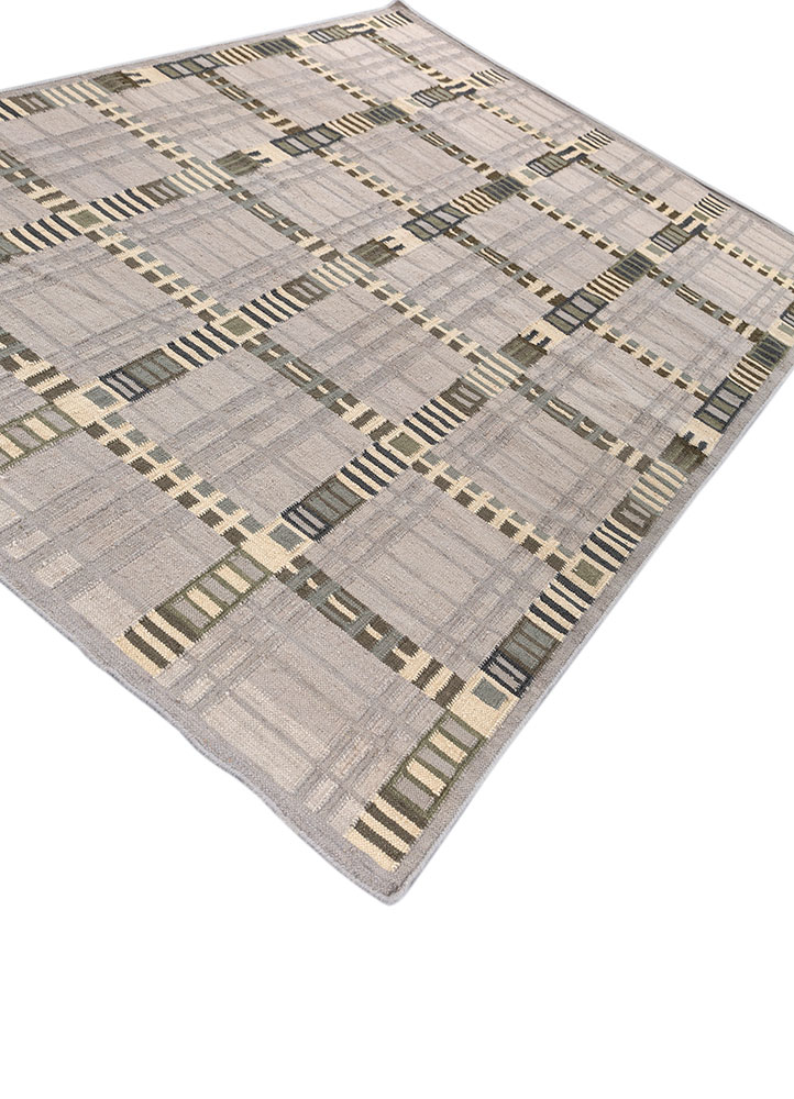 checkers grey and black wool flat weaves Rug - FloorShot