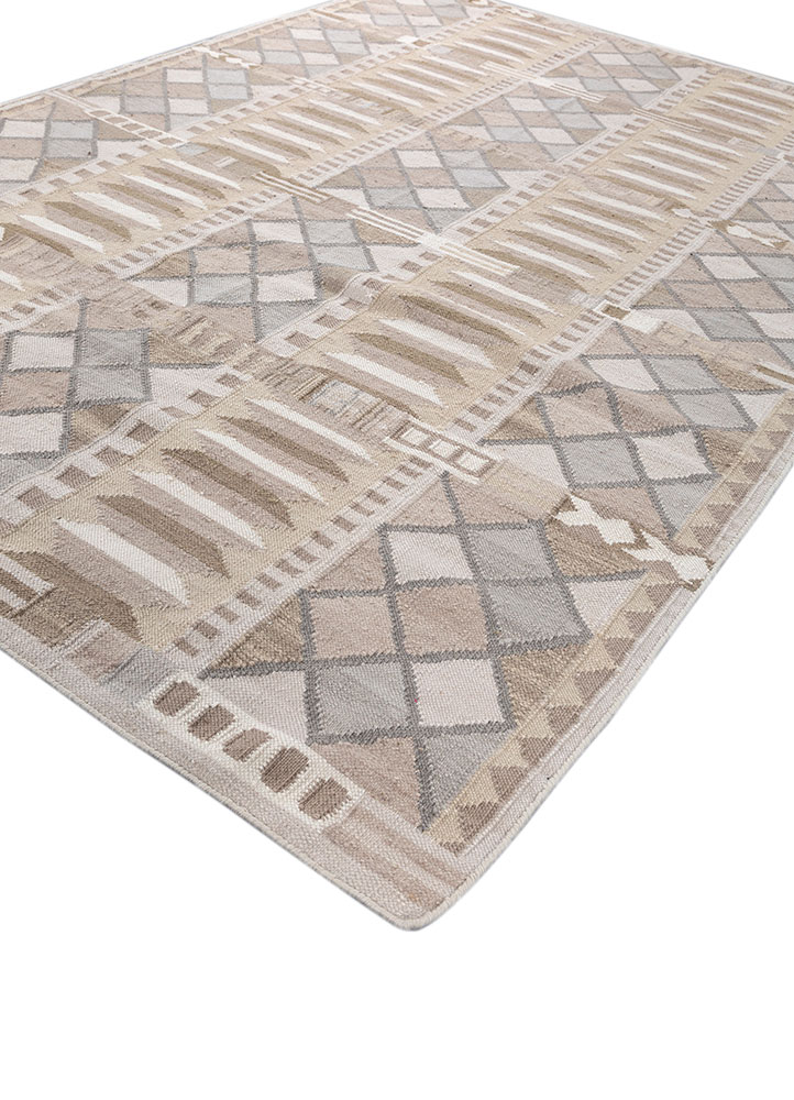 checkers ivory wool flat weaves Rug - FloorShot