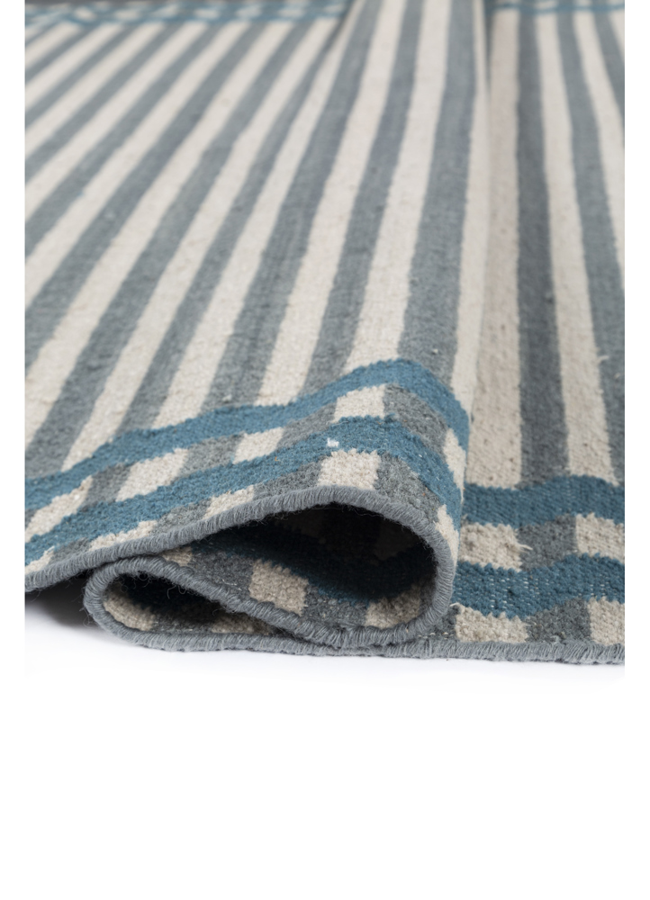 alhambra blue wool flat weaves Rug - FloorShot
