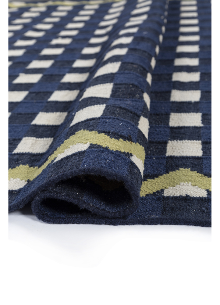 alhambra blue wool flat weaves Rug - FloorShot