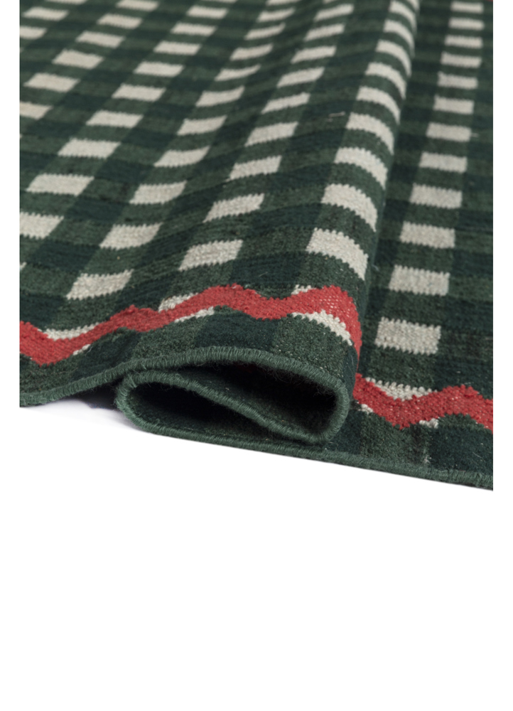alhambra green wool flat weaves Rug - FloorShot