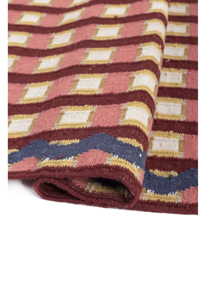alhambra red and orange wool flat weaves Rug - FloorShot