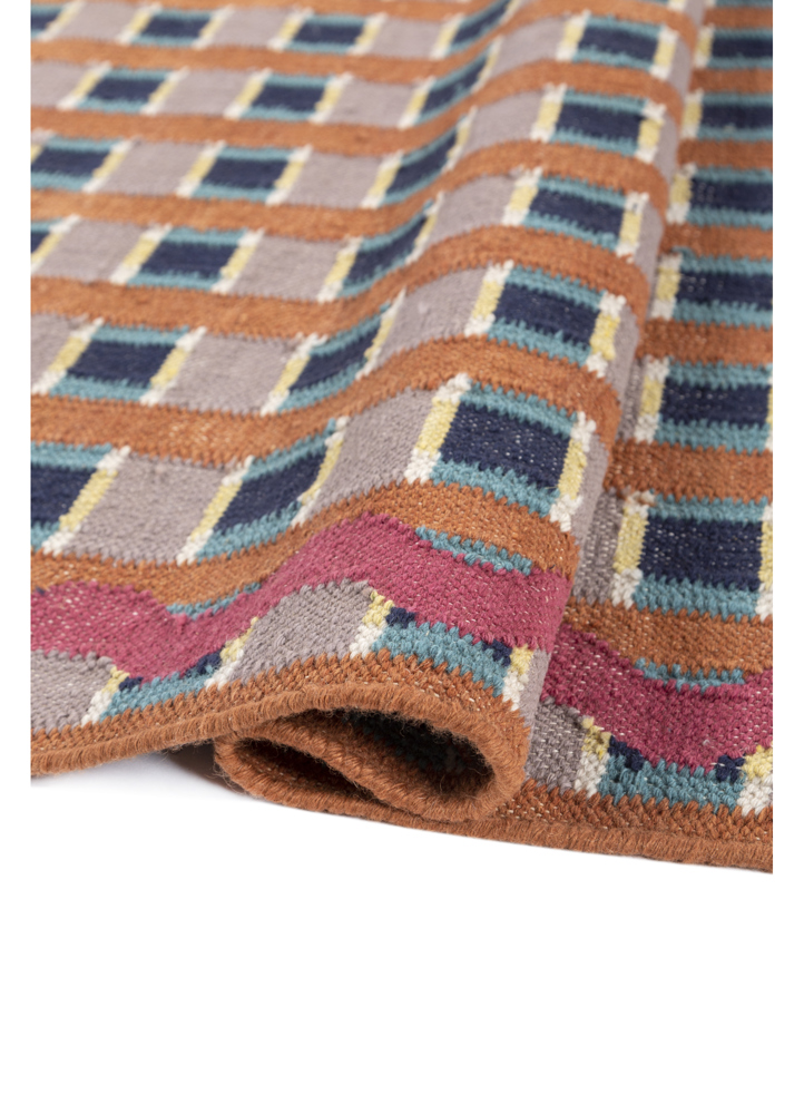alhambra red and orange wool flat weaves Rug - FloorShot