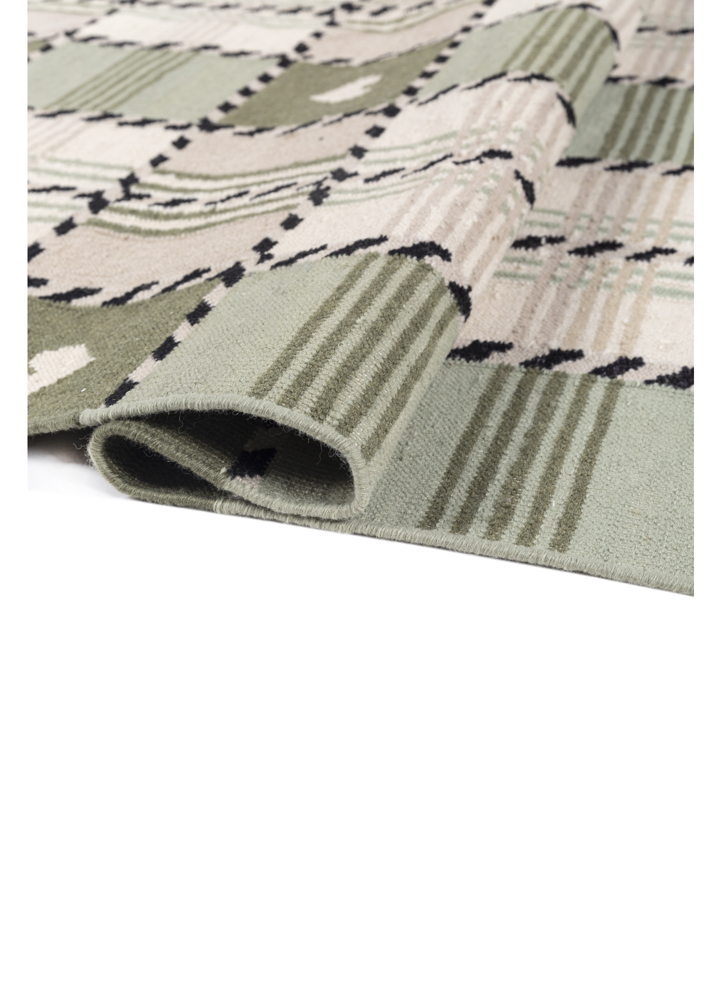 alhambra green wool flat weaves Rug - FloorShot