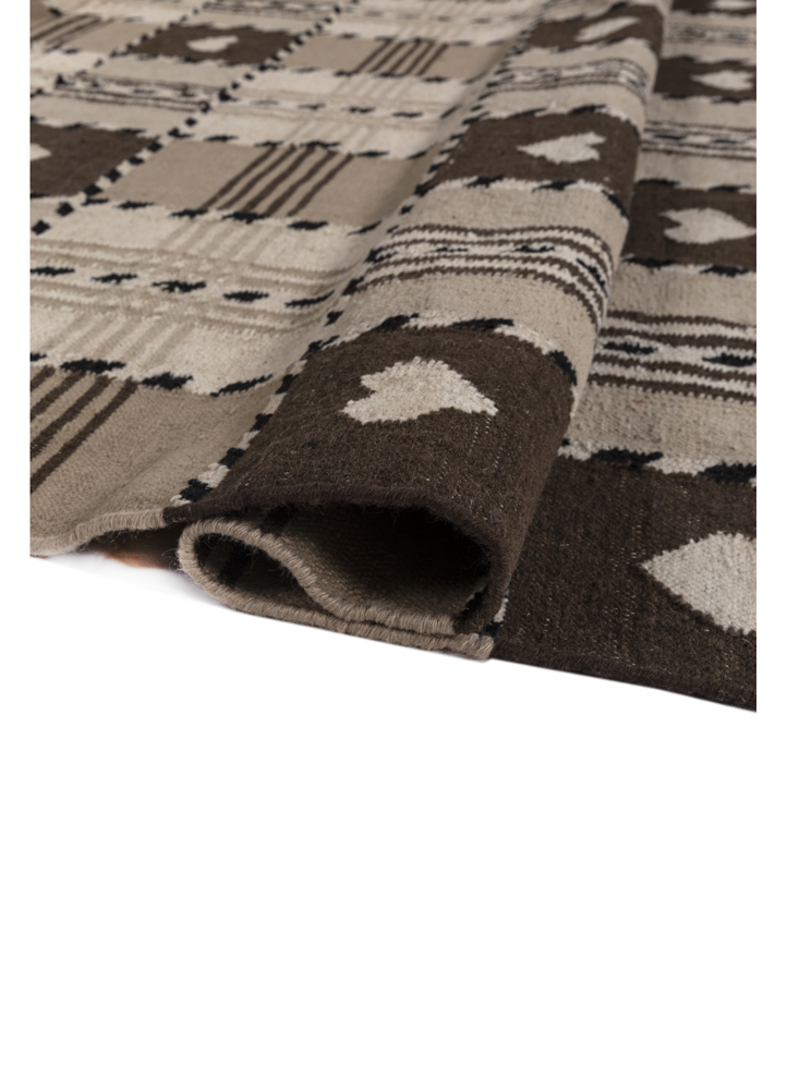 alhambra beige and brown wool flat weaves Rug - FloorShot
