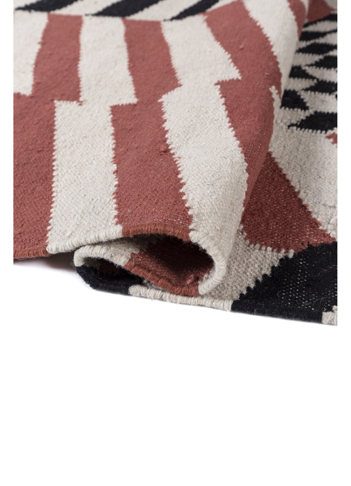 checkers ivory wool flat weaves Rug - FloorShot