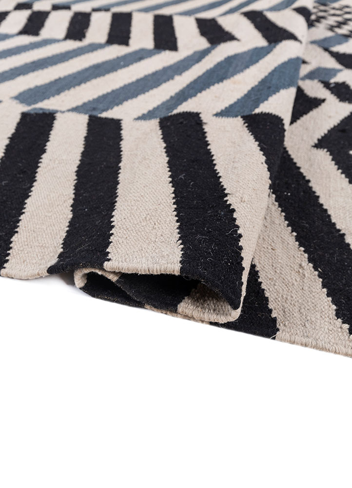 checkers grey and black wool flat weaves Rug - FloorShot