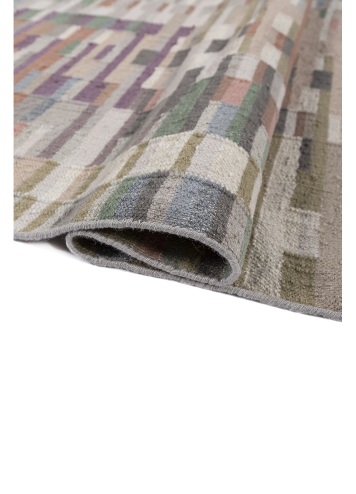 checkers ivory wool flat weaves Rug - FloorShot