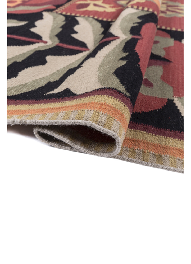 aprezo grey and black wool flat weaves Rug - FloorShot